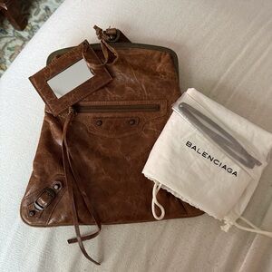 Balenciaga moto wristlet